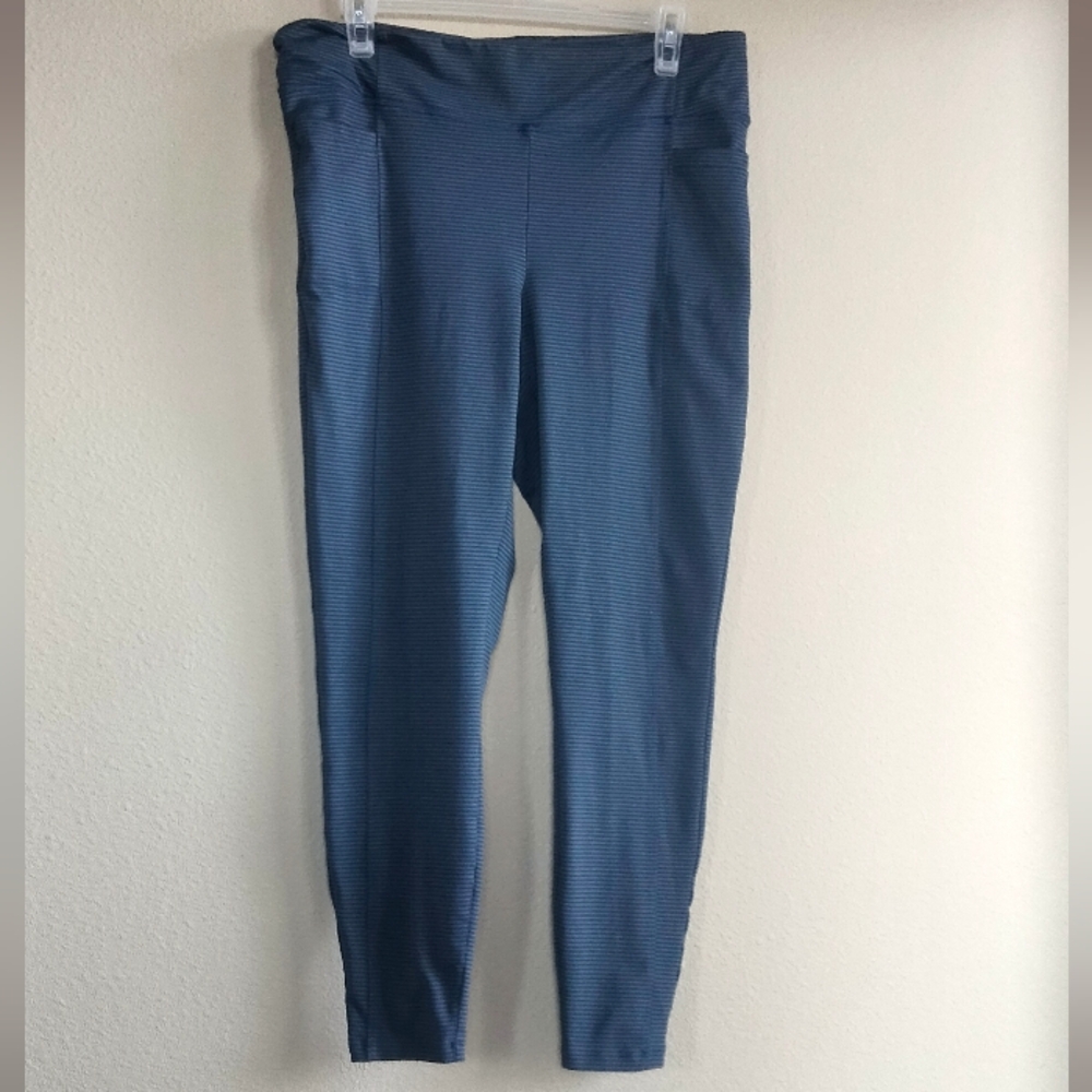Toad & Co Blue Striped Leggings With Side Pockets